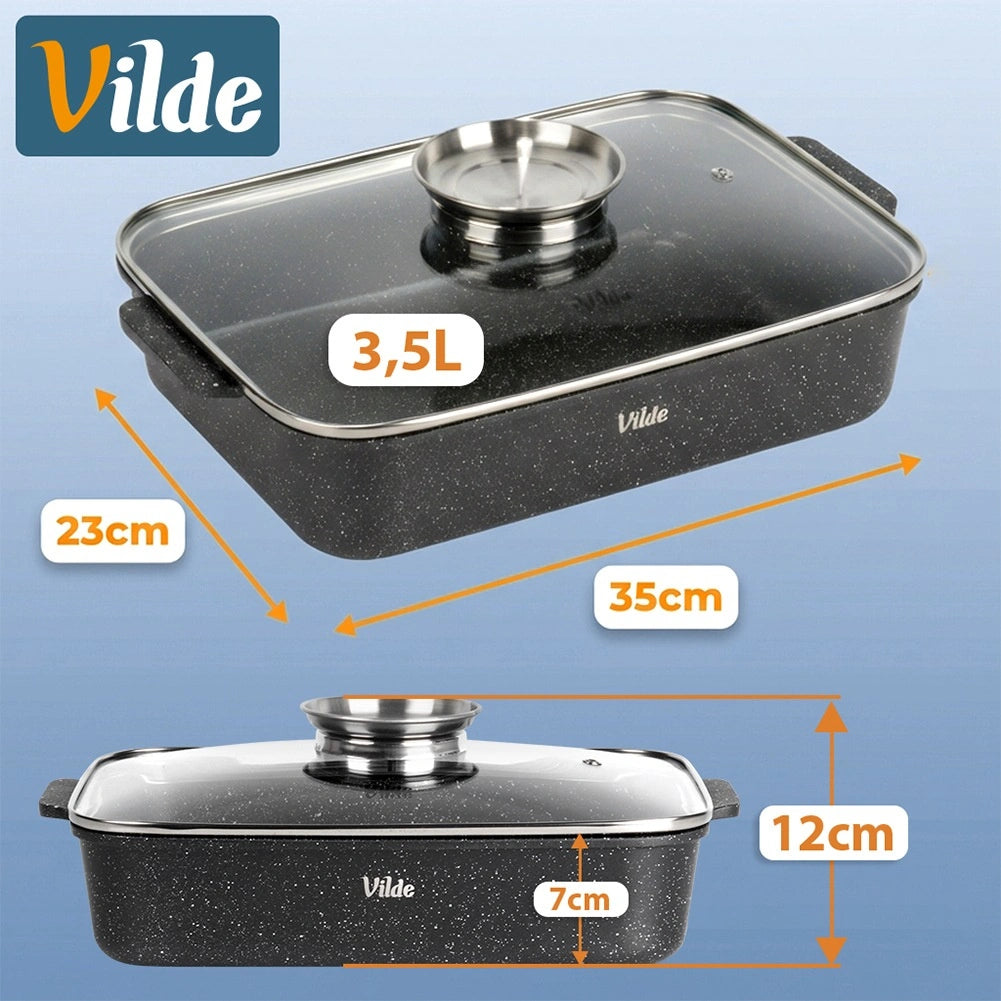 Granite Roasting Tin with Lid, 3.5L, 35x23x12 cm