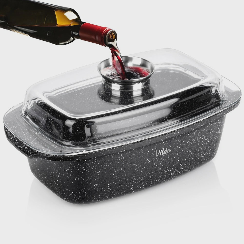 Granite Roasting Tin with Lid, 5.4L, 39x22x17.5cm