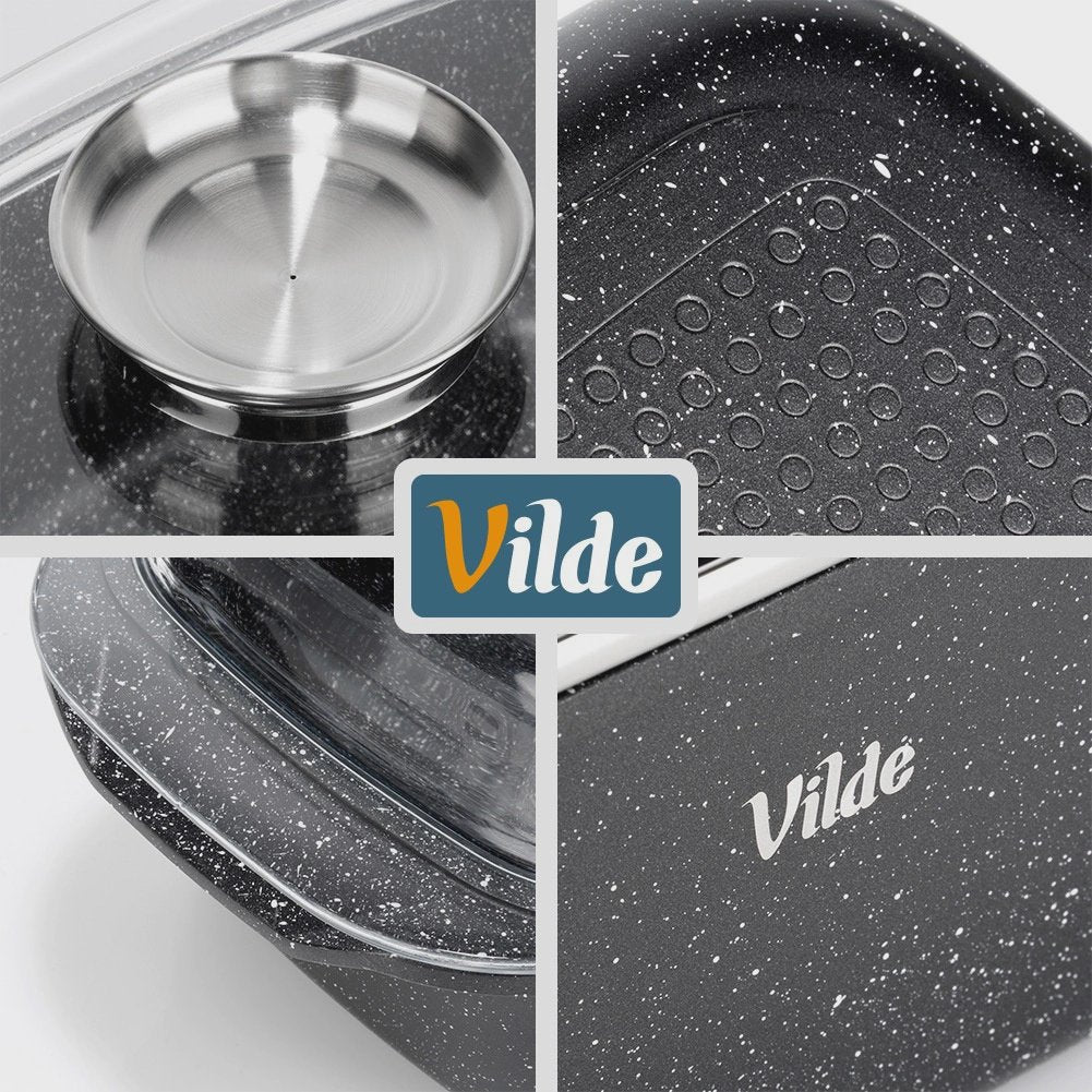 Granite Roasting Tin with Lid, 5.4L, 39x22x17.5cm