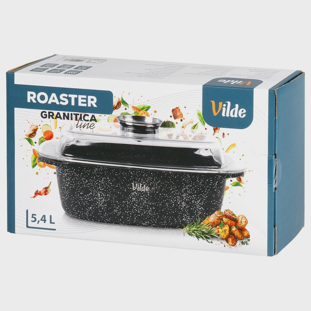 Granite Roasting Tin with Lid, 5.4L, 39x22x17.5cm