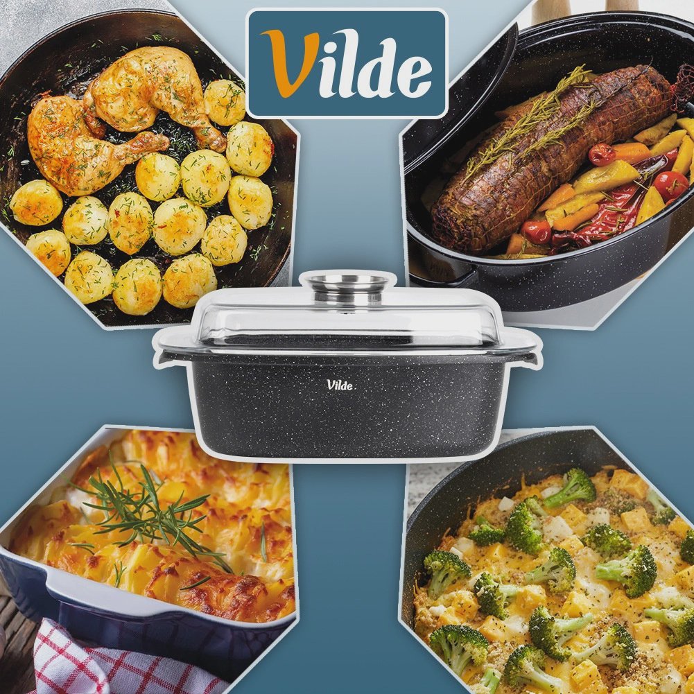 Granite Roasting Tin with Lid, 5.4L, 39x22x17.5cm