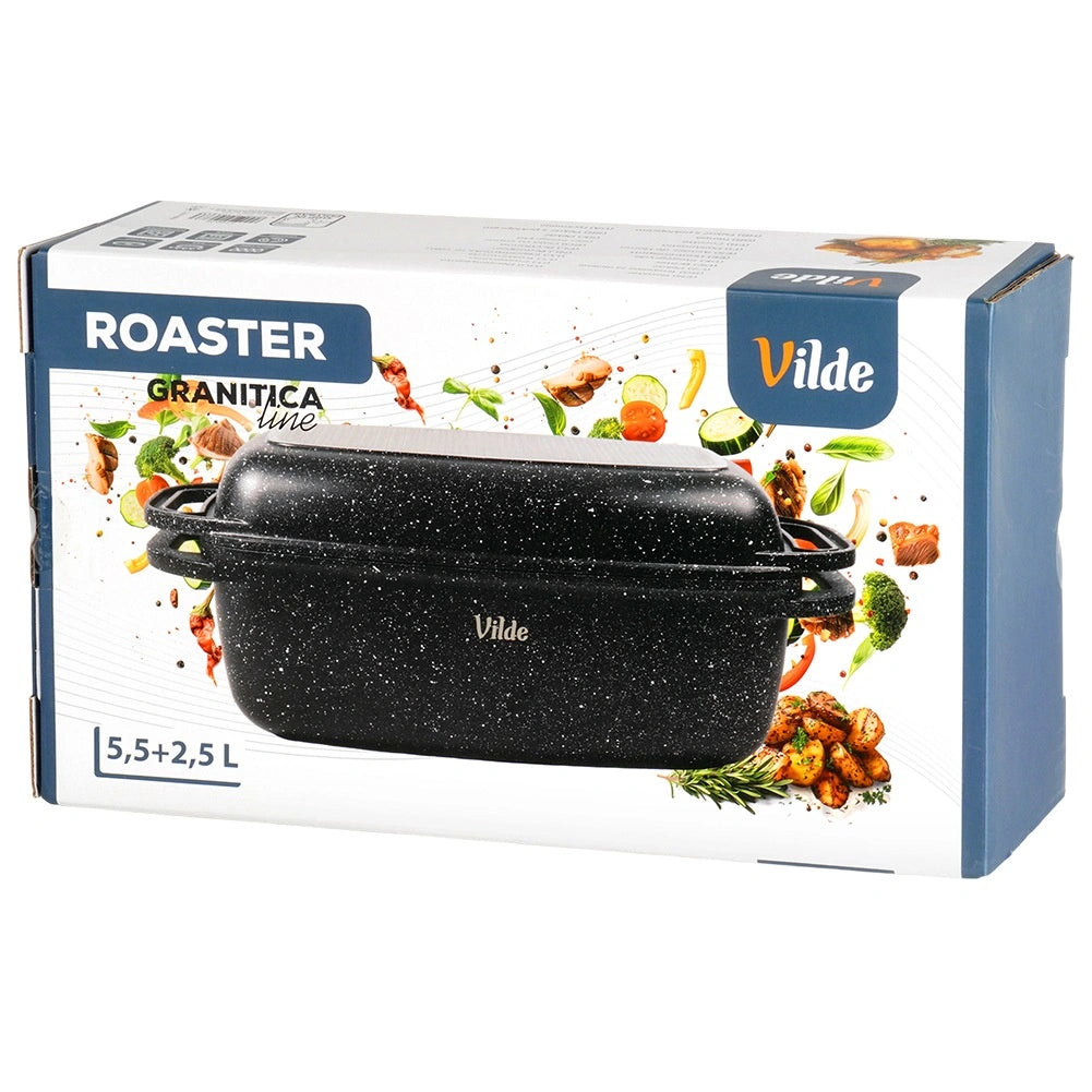 Granite Roasting Tin with Lid, 5.5+2.5L, Non-Stick