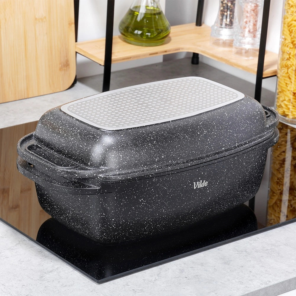 Granite Roasting Tin with Lid, 5.5+2.5L, Non-Stick