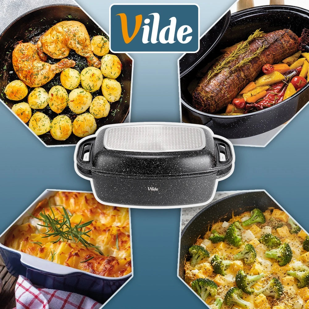 Granite Roasting Tin with Lid, 5.5+2.5L, Non-Stick