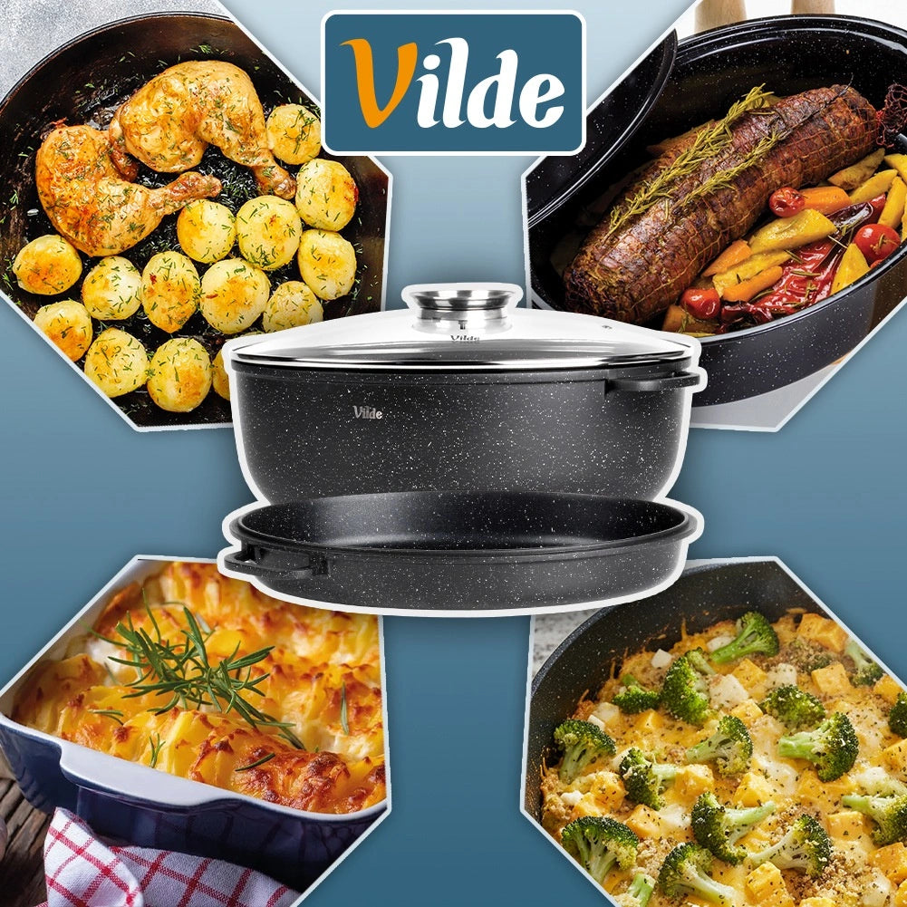 Granite Roasting Tin with Lid, 8L + 3.2L, 39x26.5 cm