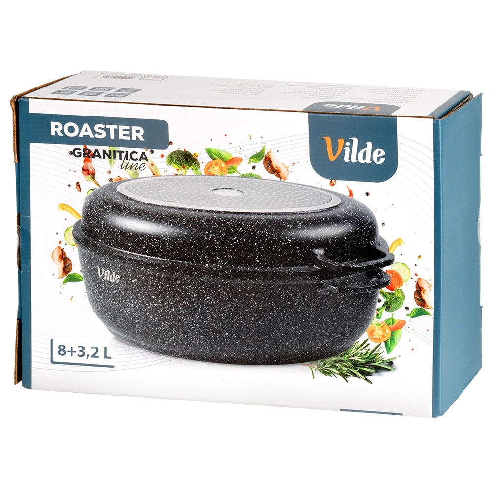 Granite Roasting Tin with Lid, 8L + 3.2L, 39x26.5 cm