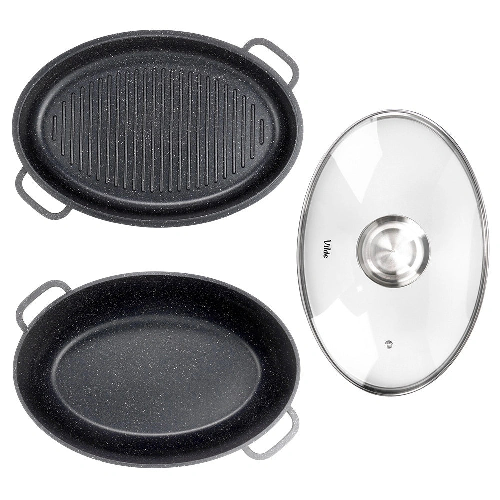 Granite Roasting Tin with Lid, 8L + 3.2L, 39x26.5 cm