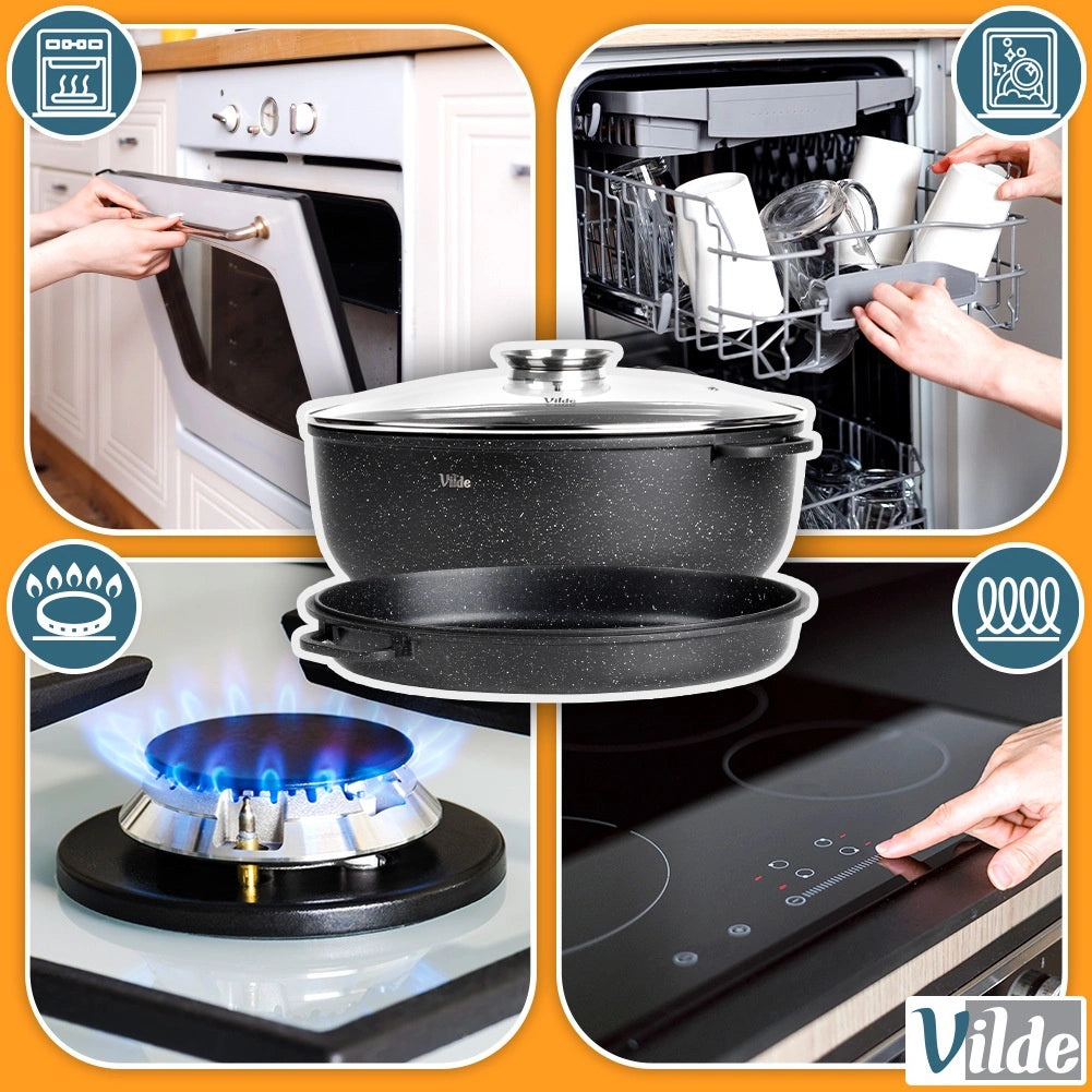 Granite Roasting Tin with Lid, 8L + 3.2L, 39x26.5 cm