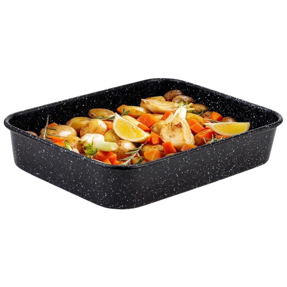 Granite-coated baking dish with non-stick for meat and cakes