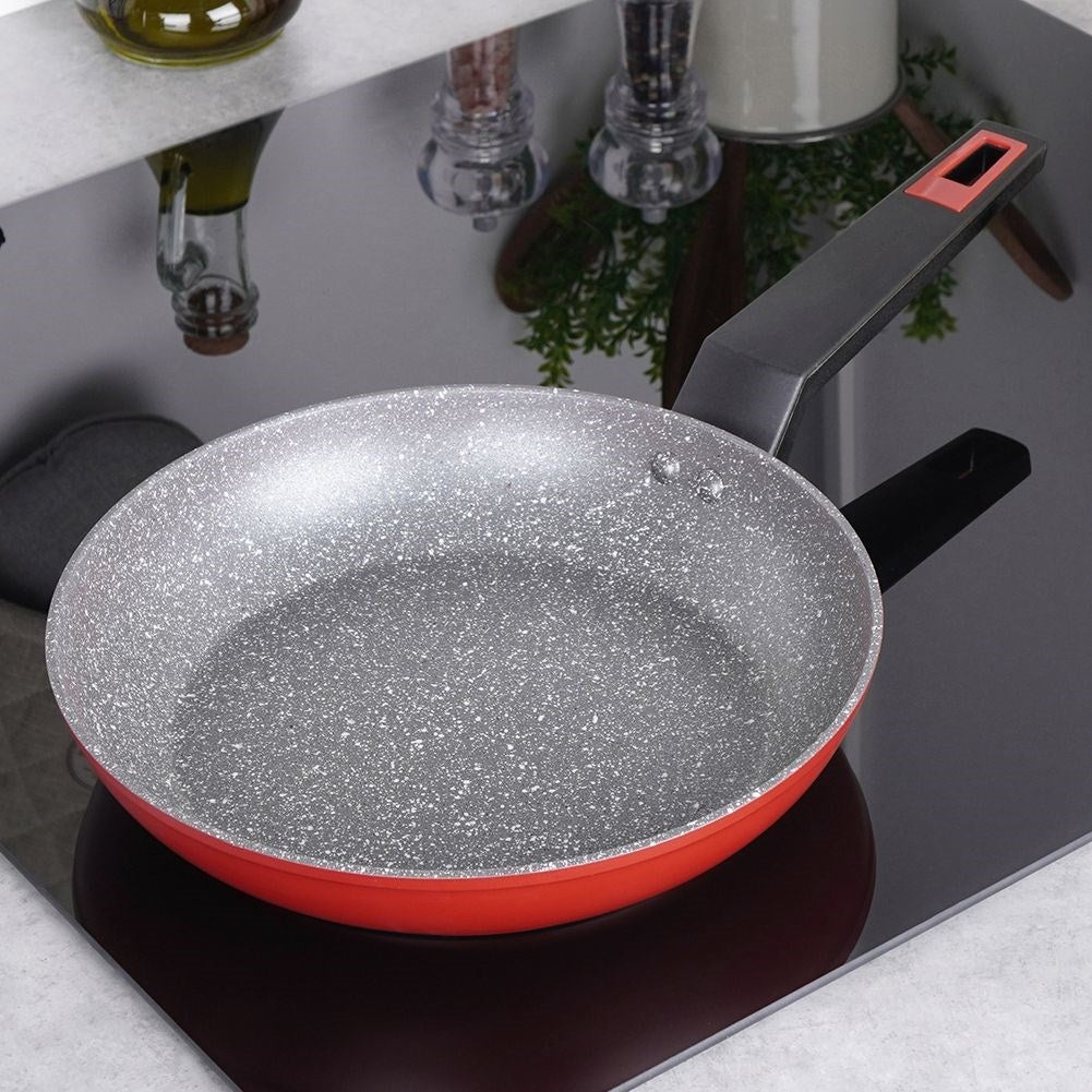 Granite-coated frying pan with five-layer non-stick surface