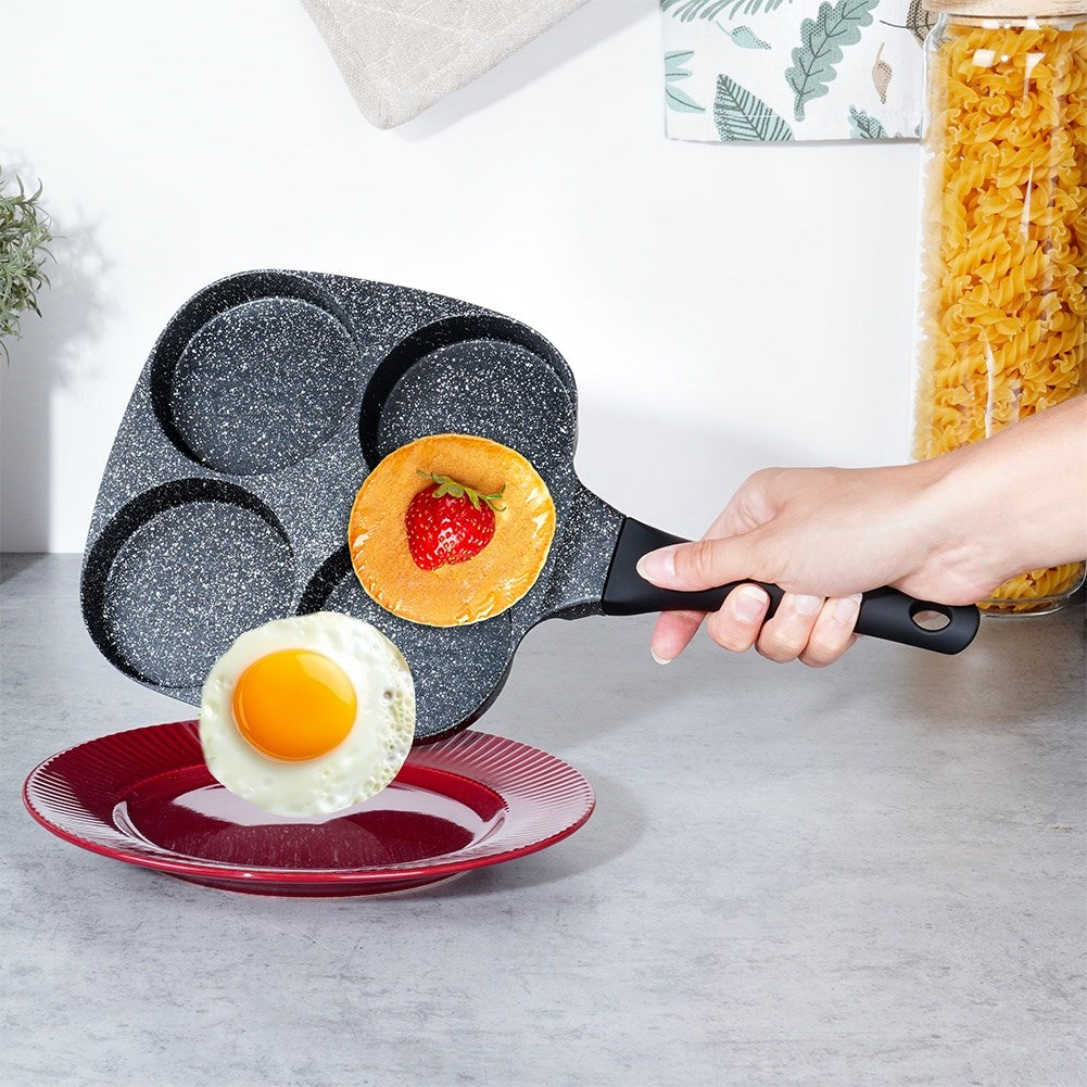 Granite egg pan 4 holes BLACK LINE 19 cm