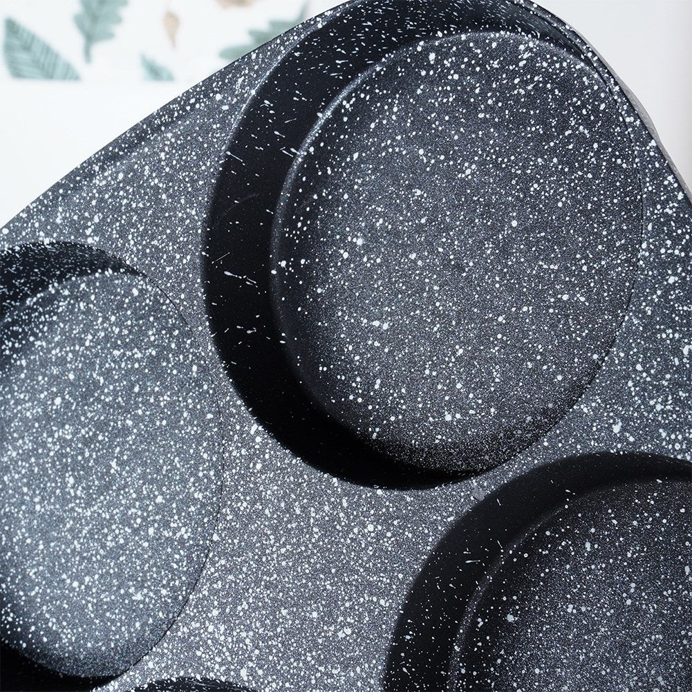 Granite egg pan 4 holes BLACK LINE 19 cm