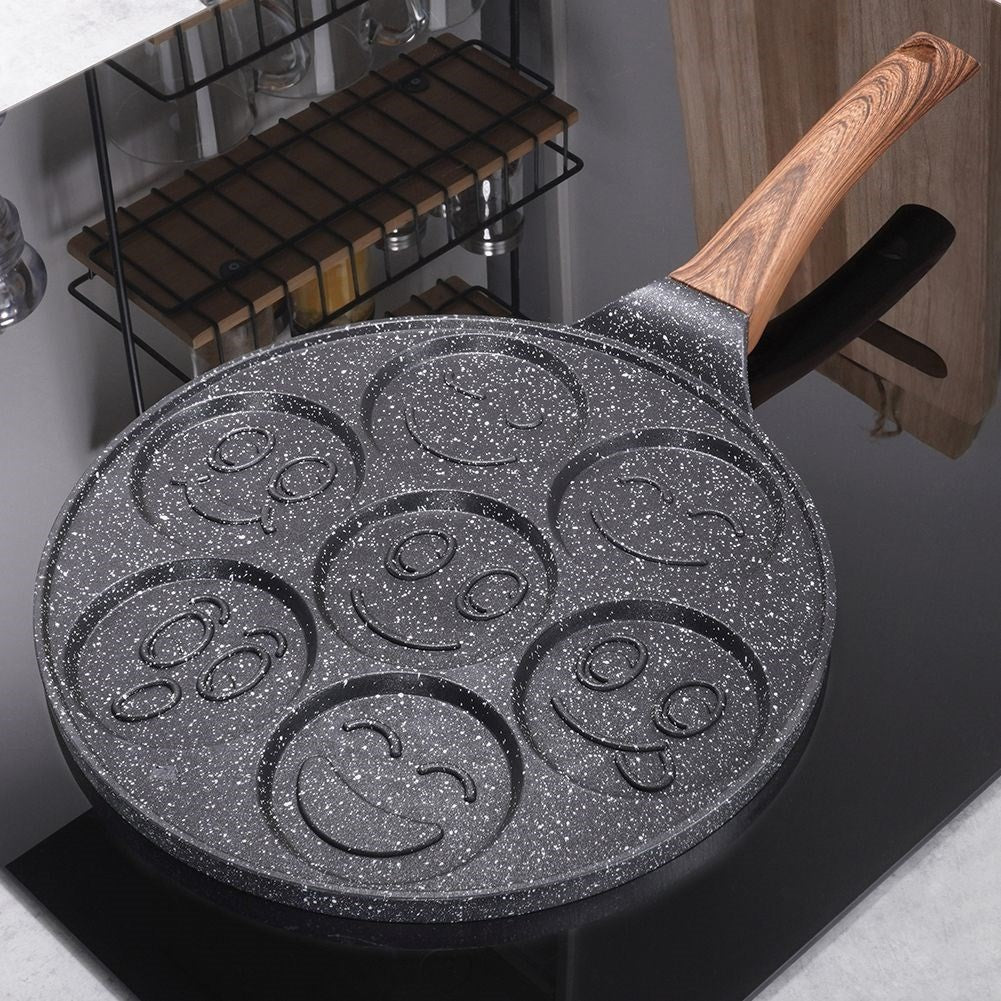 Granite frying pan 26 cm with 7 face-shaped holes