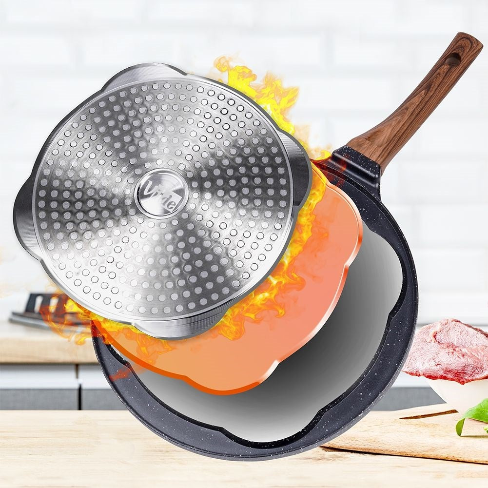Granite frying pan 26 cm with four holes for all stoves