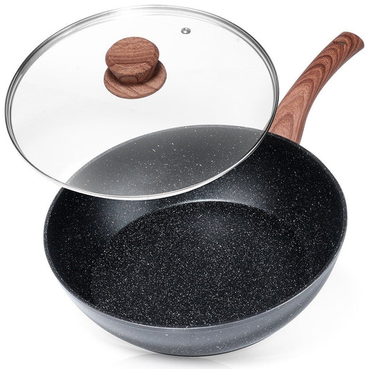 Granite frying pan with glass lid BLACK&WOOD 28 cm, 3.5 l