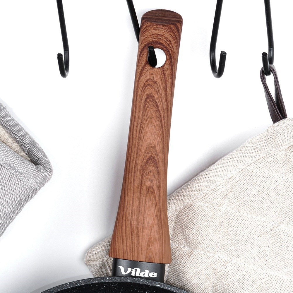 Granite frying pan with glass lid BLACK&WOOD 28 cm, 3.5 l
