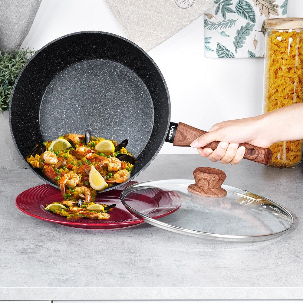 Granite frying pan with glass lid BLACK&WOOD 28 cm, 3.5 l