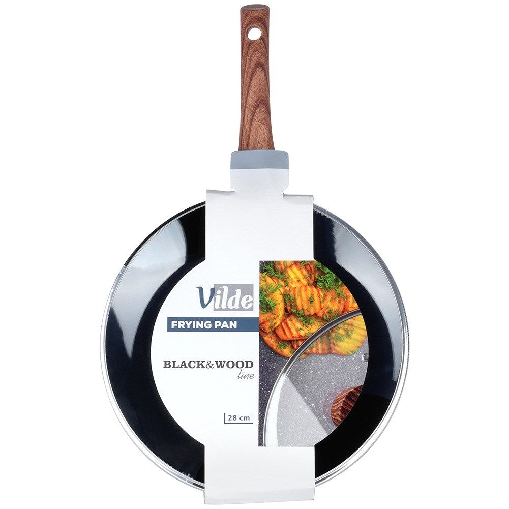 Granite frying pan with glass lid BLACK&WOOD 28 cm, 3.5 l