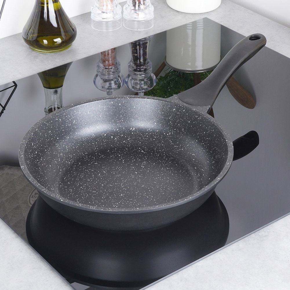 Granite frying pan with non-stick for all stoves, dishwasher safe