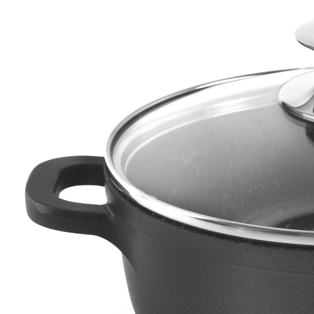 Granite pot with non-stick and steam valve for all stoves