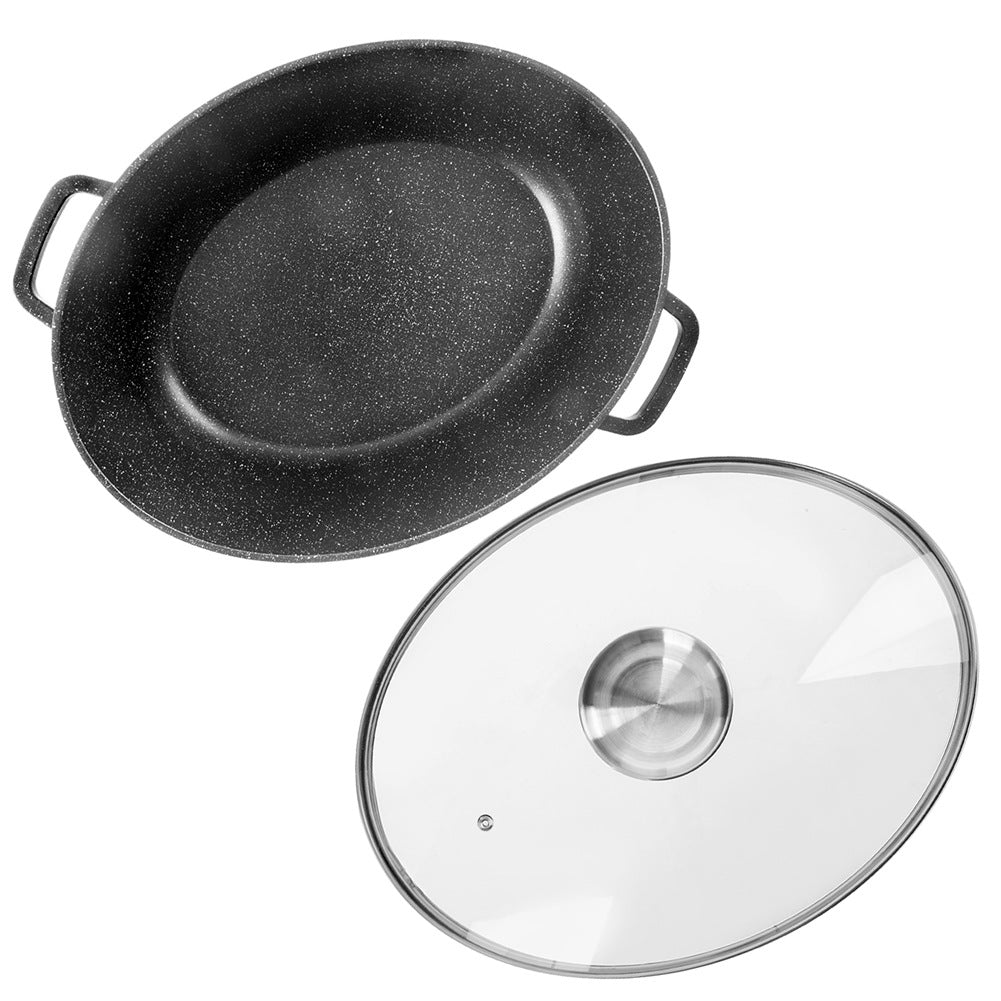 Granite roaster with lid oval gooseneck GRANDE 12 l, 43.5x33.5 cm