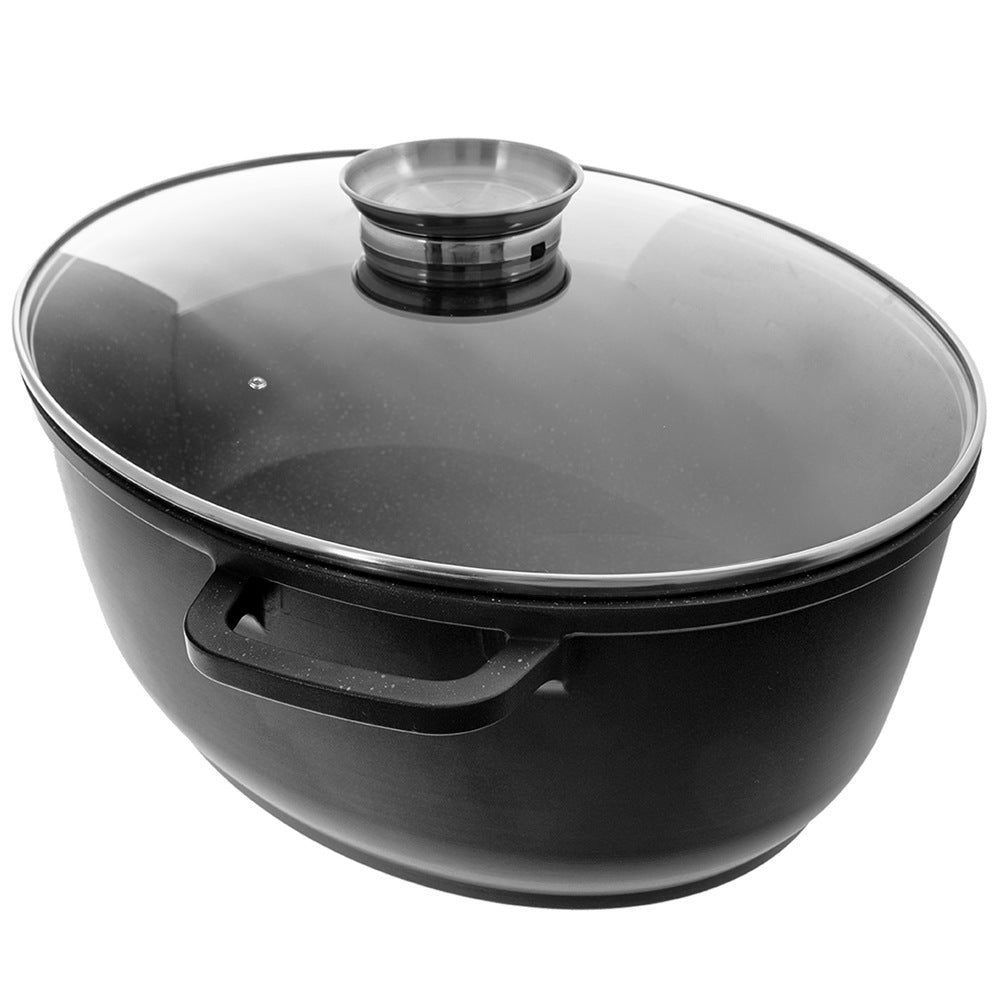 Granite roaster with lid oval gooseneck GRANDE 12 l, 43.5x33.5 cm