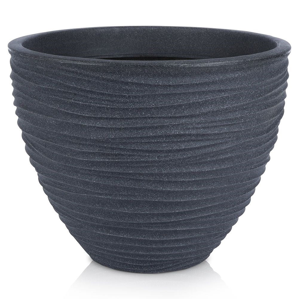 Graphite colored weatherproof flower pot with pattern for garden