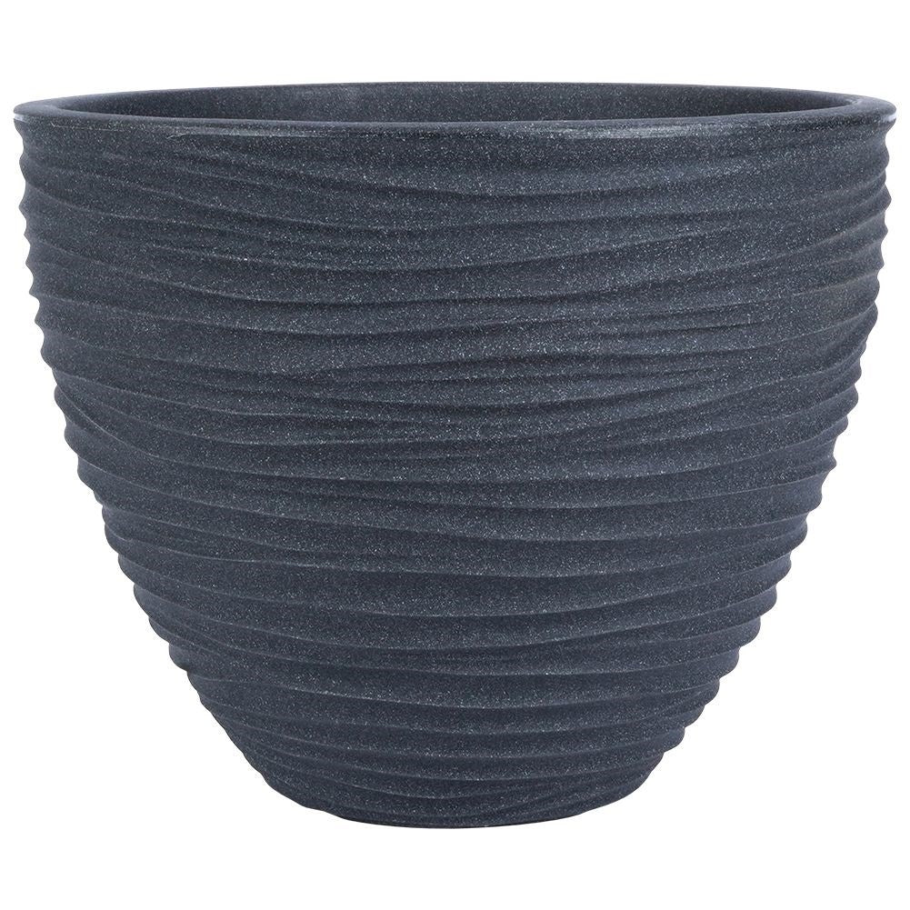 Graphite colored weatherproof flower pot with pattern for garden