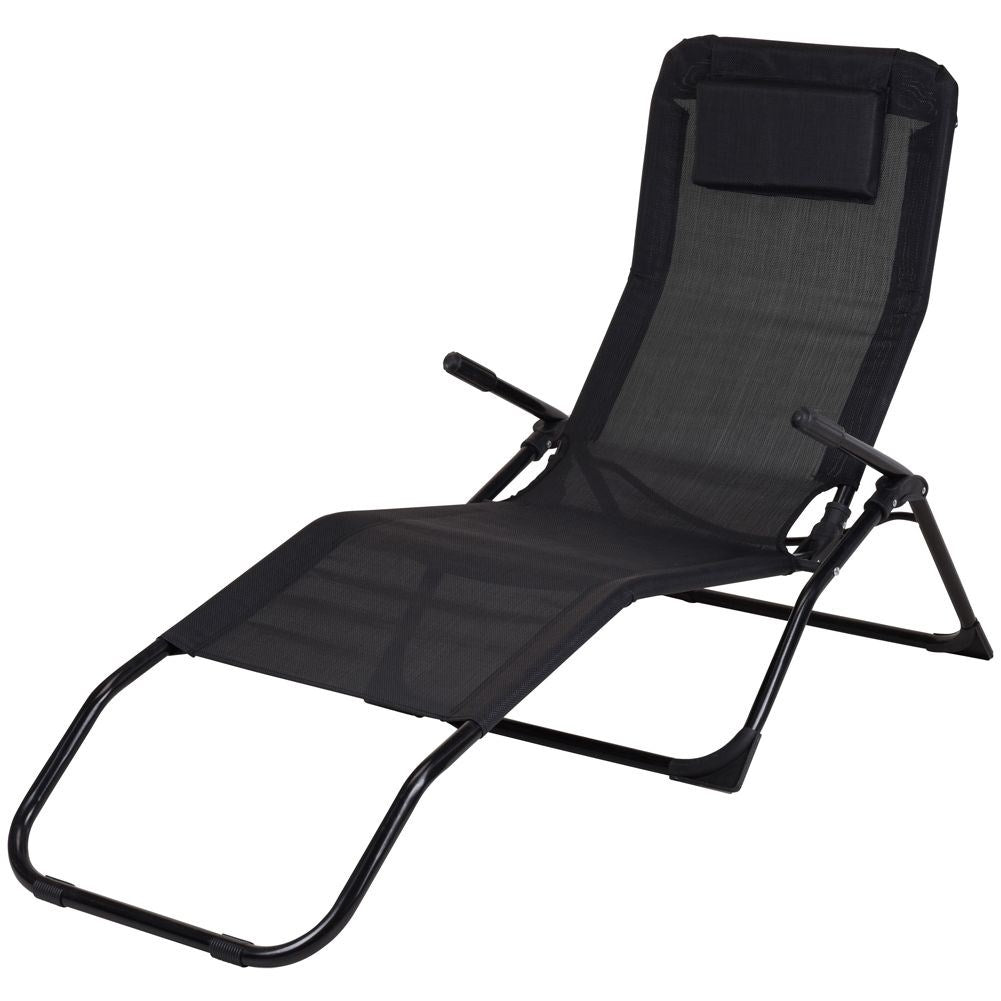 Gravity armchair in black metal for garden and beach