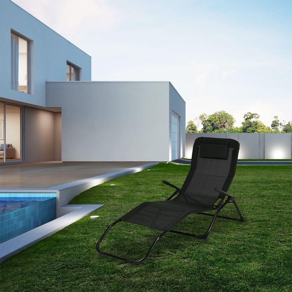 Gravity armchair in black metal for garden and beach