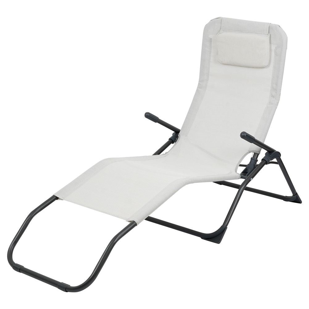 Gravity chair in metal, light gray for garden & beach