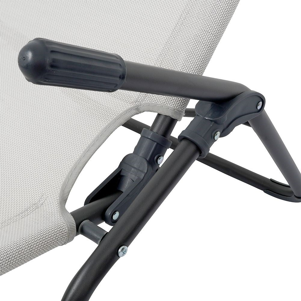 Gravity chair in metal, light gray for garden & beach