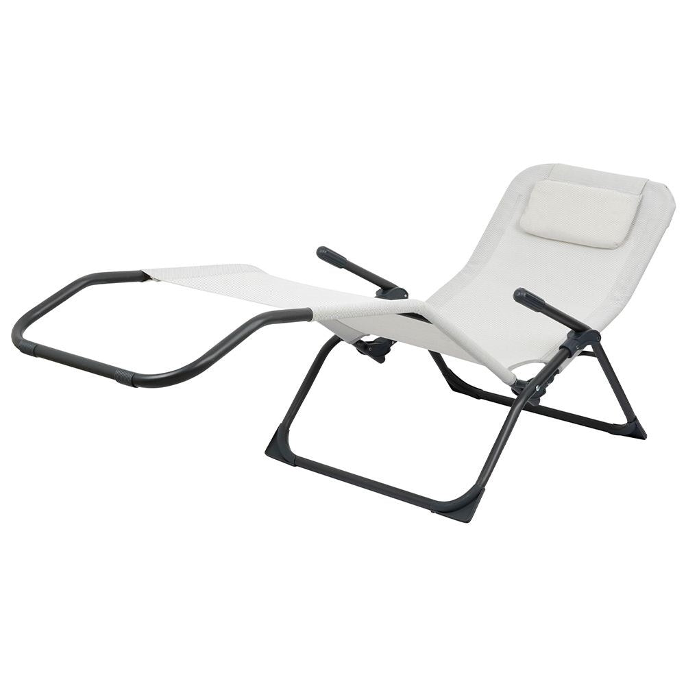 Gravity chair in metal, light gray for garden & beach
