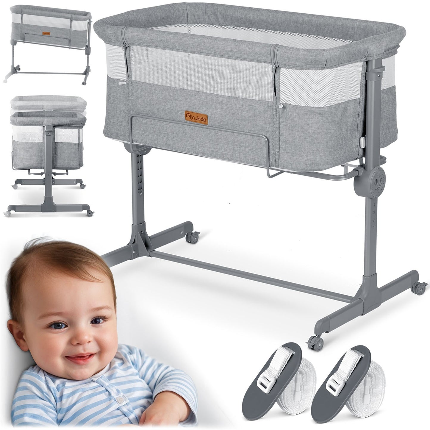 Gray Baby bed NK-243 with side function