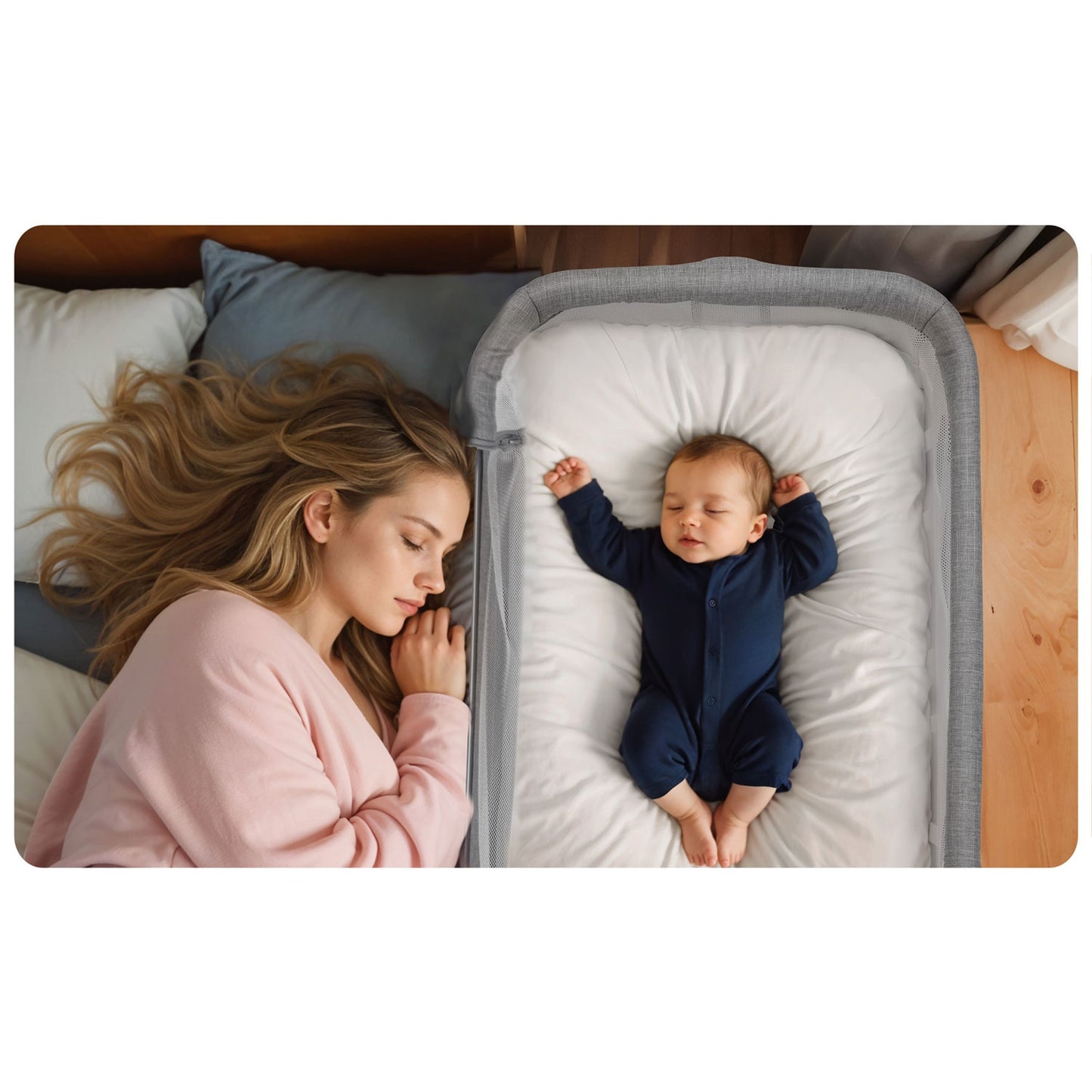 Gray Baby bed NK-243 with side function