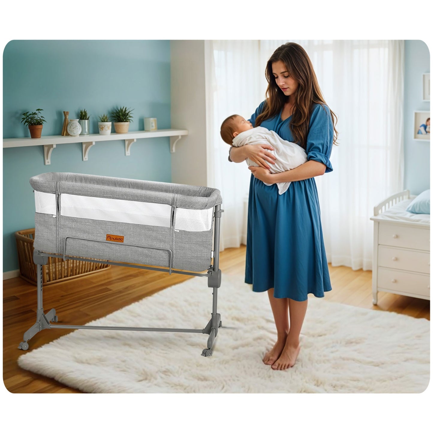 Gray Baby bed NK-243 with side function