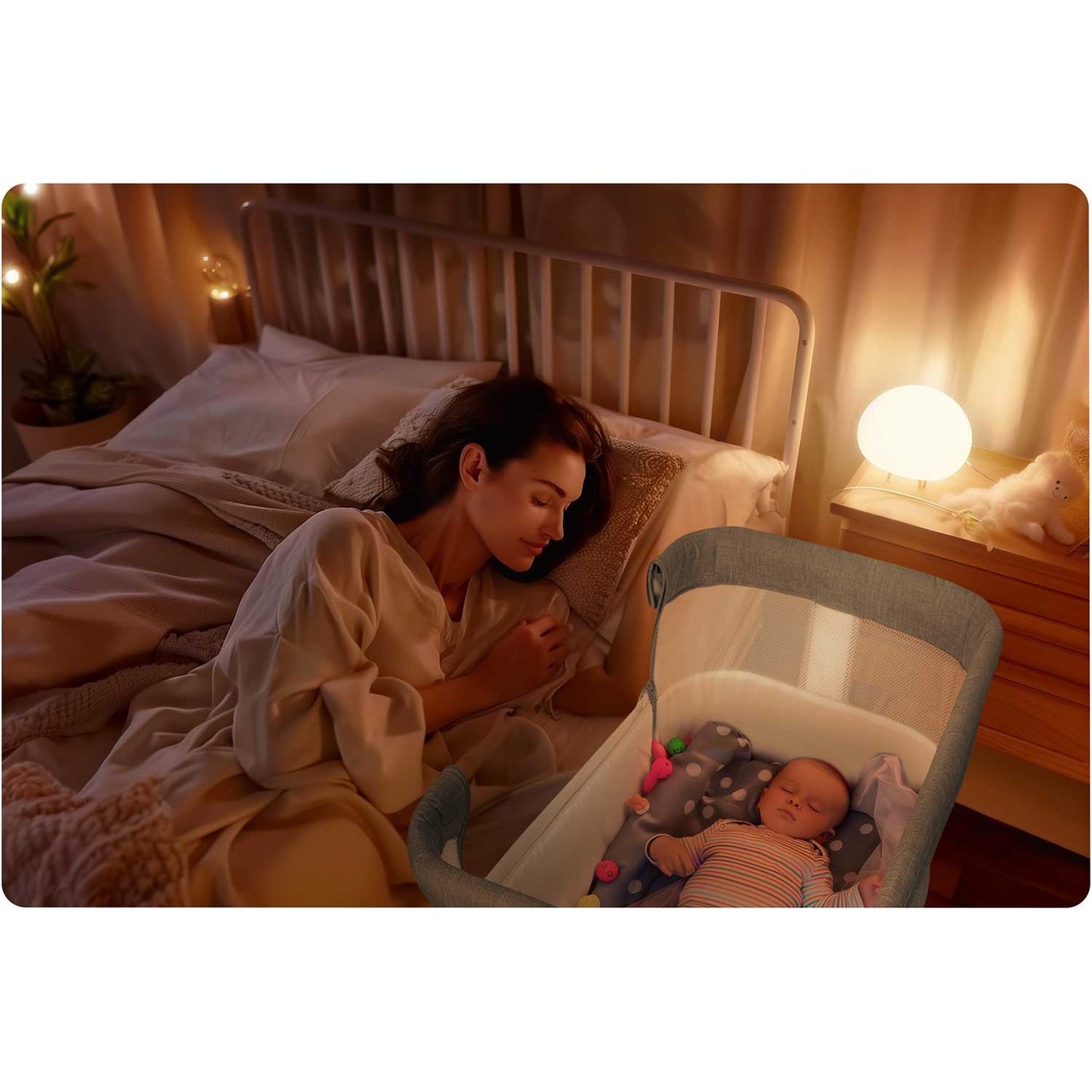 Gray Baby bed NK-243 with side function