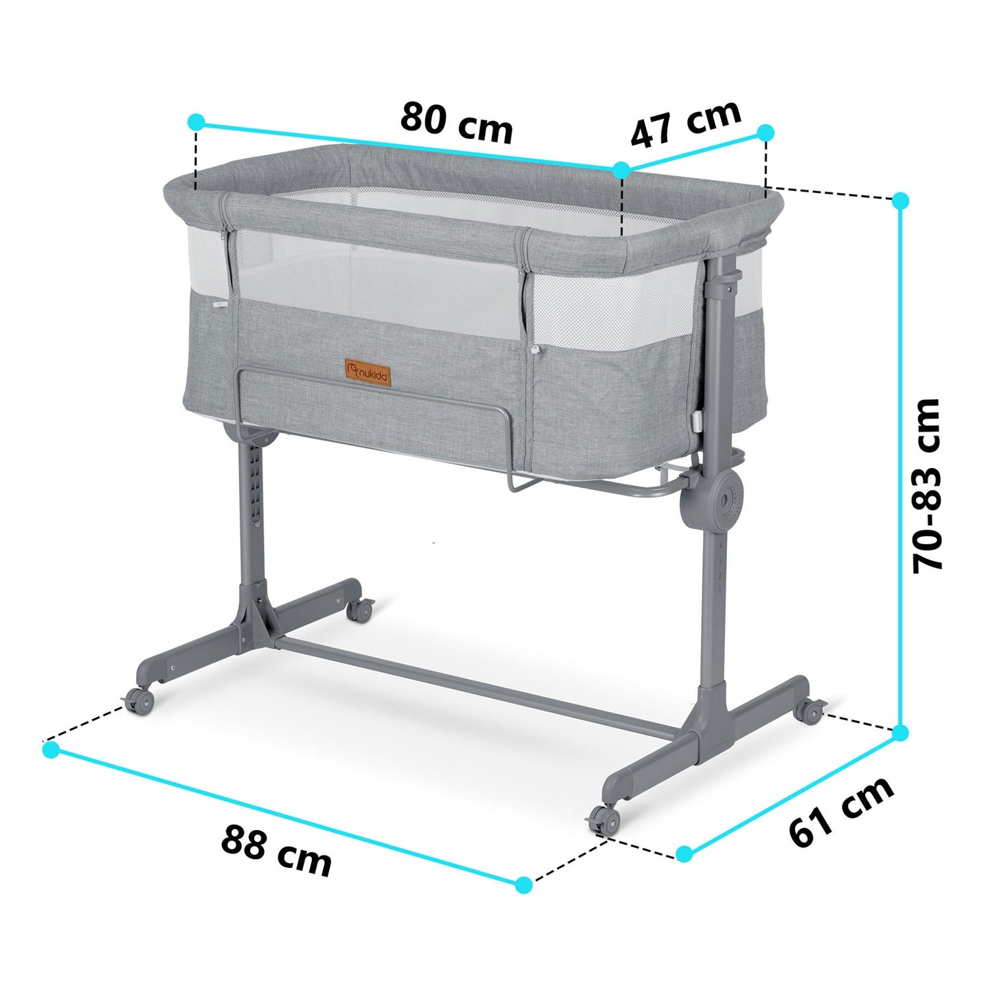 Gray Baby bed NK-243 with side function