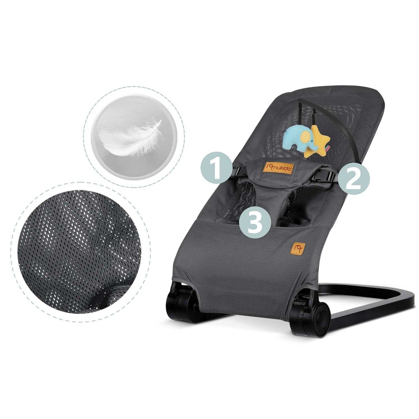Gray Babysitter with Swing function and Toys NK-52 Nukido