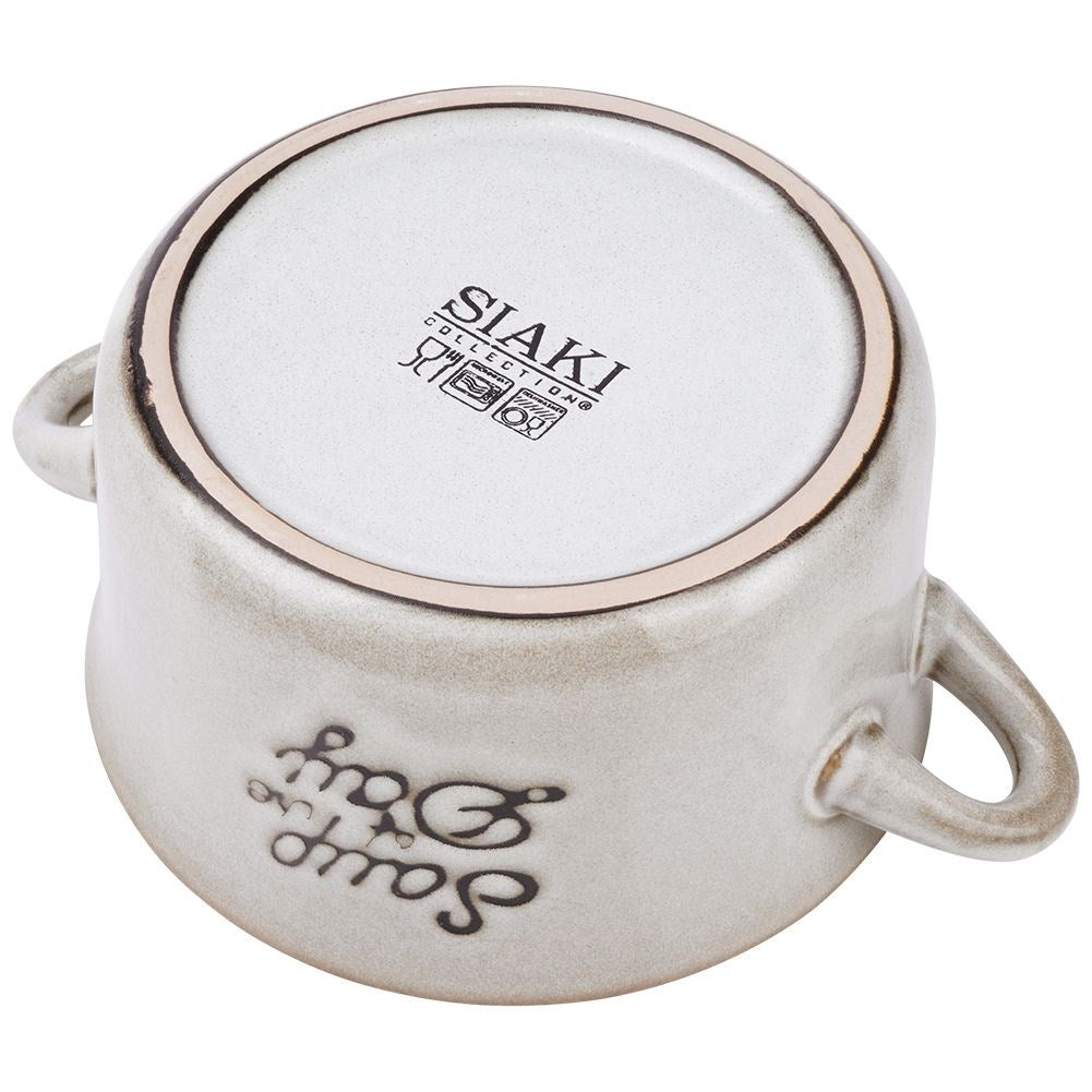 Gray Ceramic Bowl with Handle - Perfect for Meals