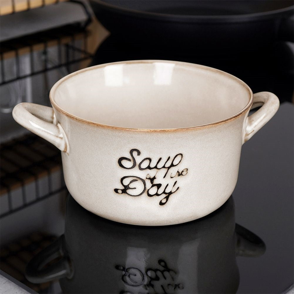 Gray Ceramic Bowl with Handle - Perfect for Meals