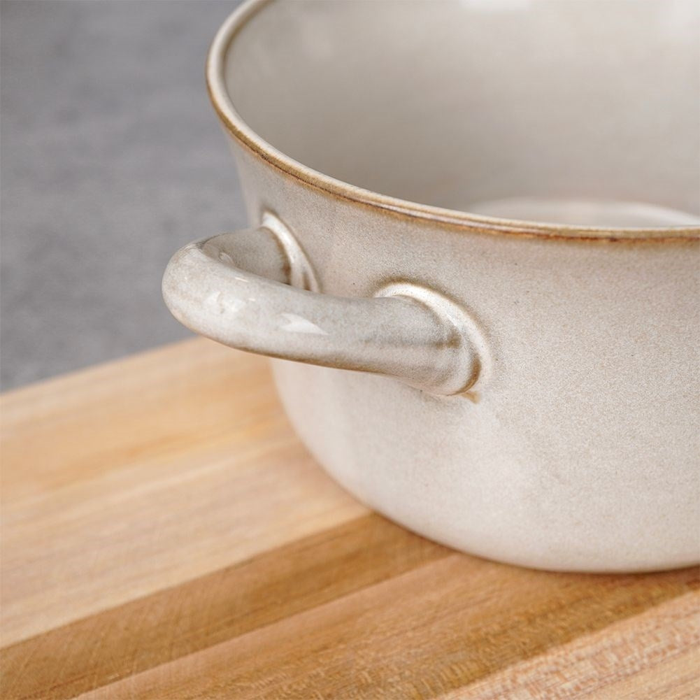 Gray Ceramic Bowl with Handle - Perfect for Meals