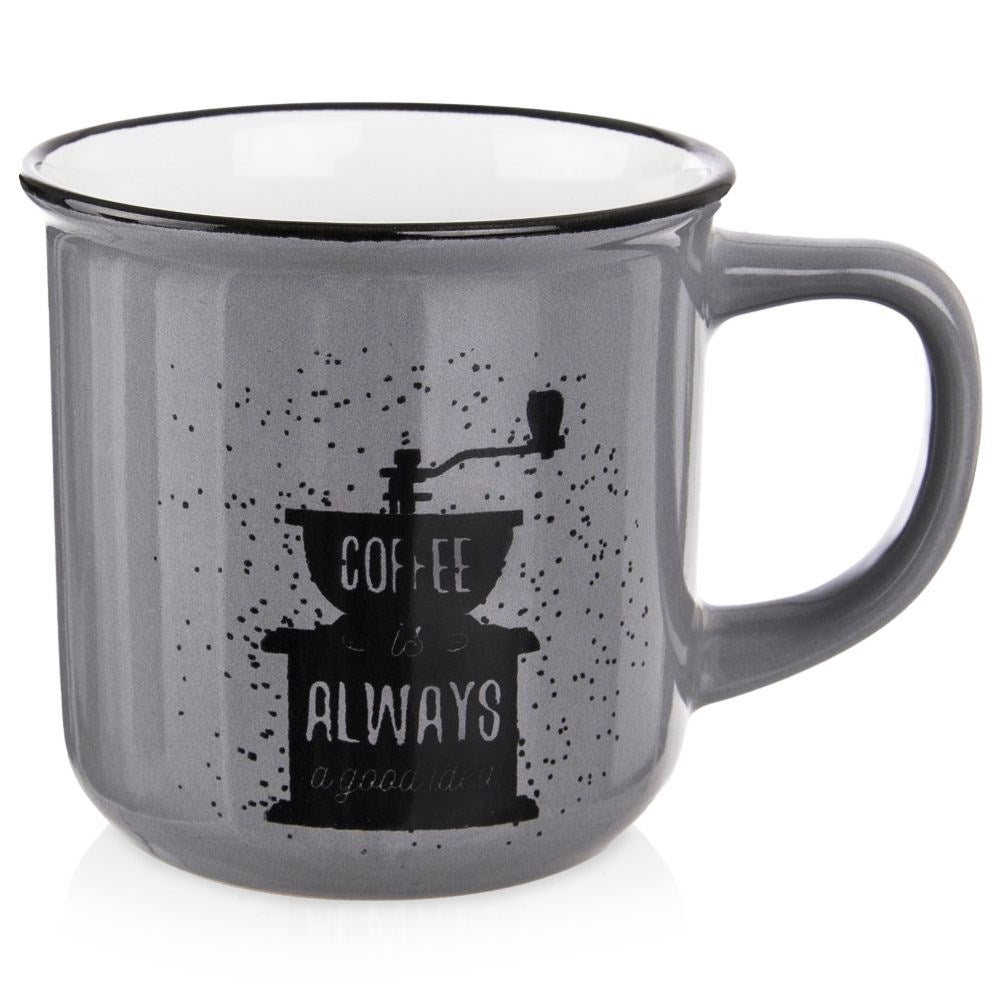 Gray Ceramic Cup with Decoration - Perfect for Coffee
