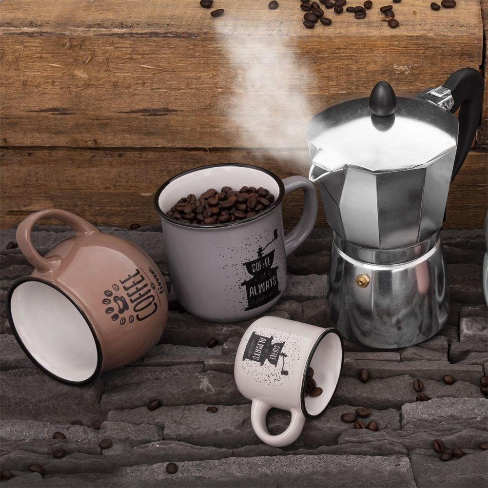 Gray Ceramic Cup with Decoration - Perfect for Coffee