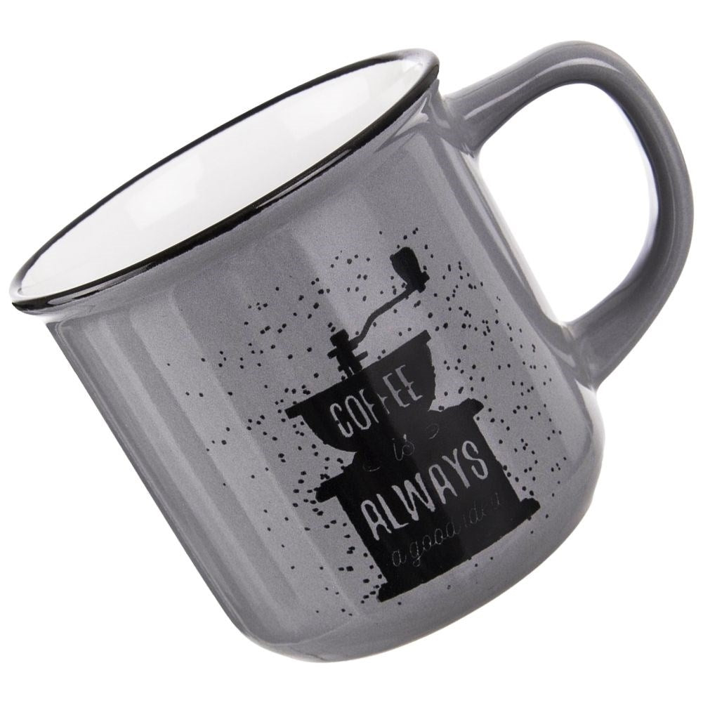 Gray Ceramic Cup with Decoration - Perfect for Coffee