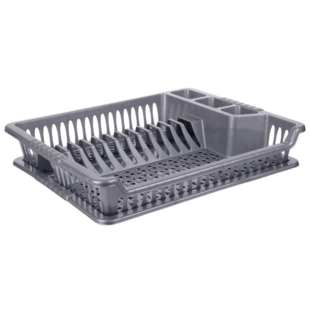 Gray Dish Rack with Removable Tray for Easy Cleaning