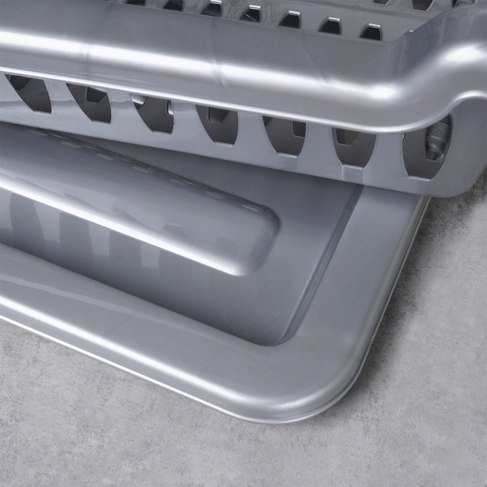 Gray Dish Rack with Removable Tray for Easy Cleaning