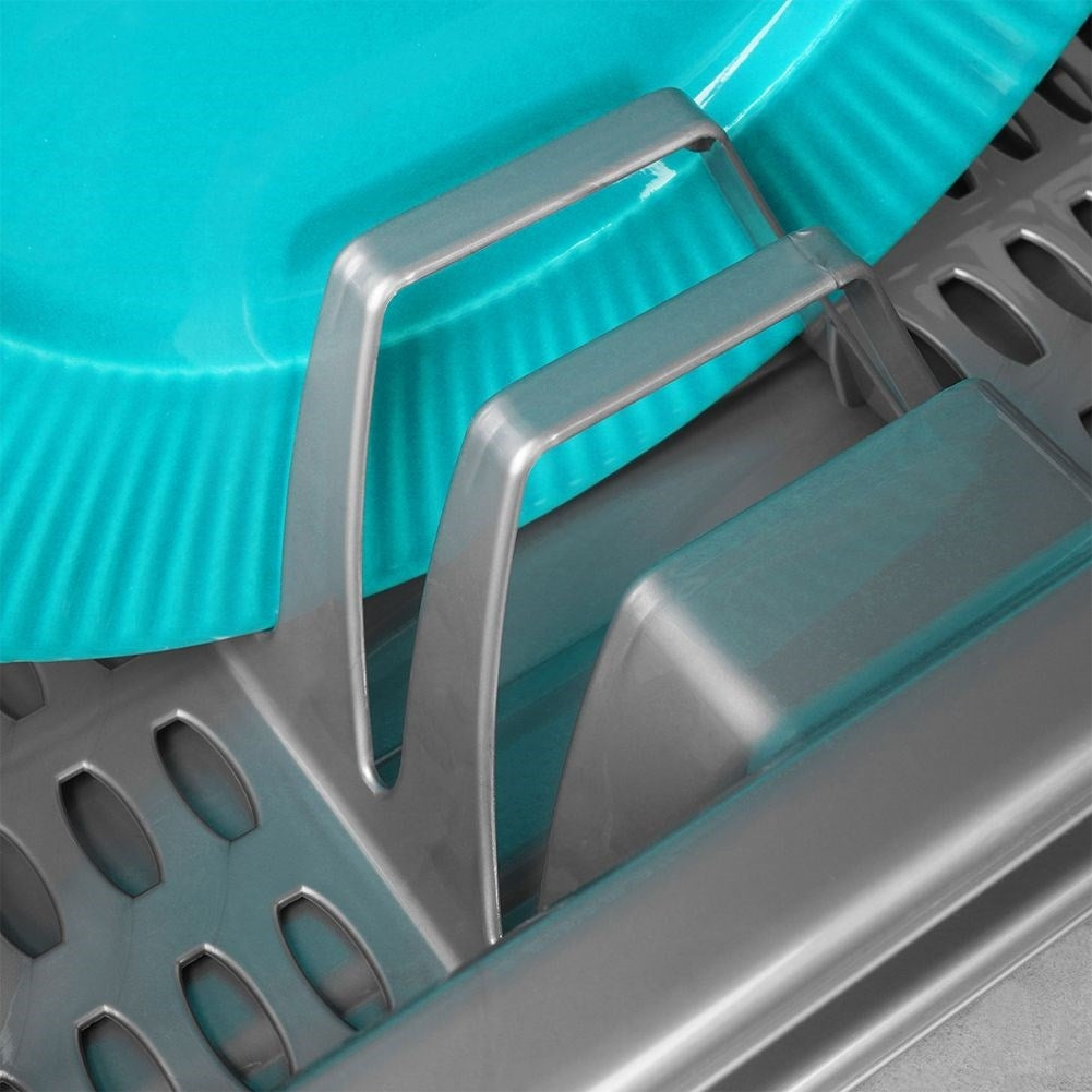 Gray Dish Rack with Removable Tray for Easy Cleaning