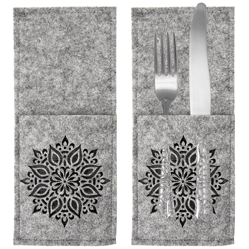 Gray Felt Cutlery Cover: Elegant table decor for parties