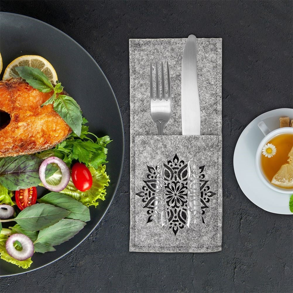 Gray Felt Cutlery Cover: Elegant table decor for parties